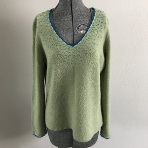 LINDEN HILL Green Beaded Sweater
